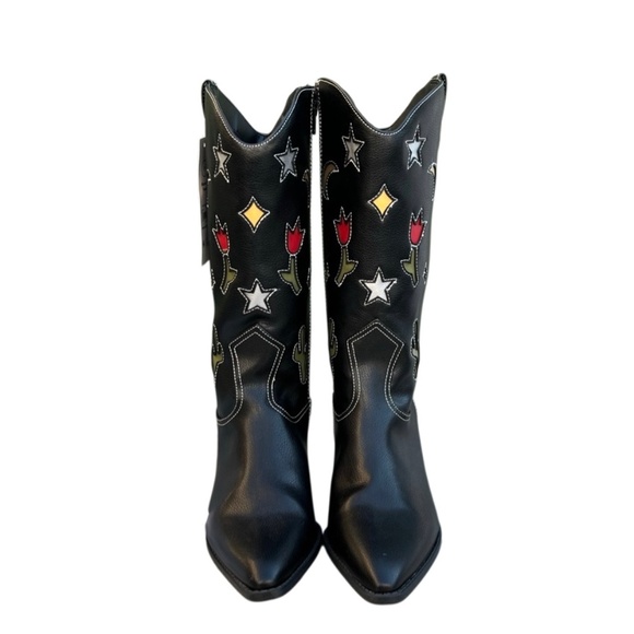 Western Boots Black Novelty Southwestern Cowgirl Desert Vibes Country Size 9 - Picture 3 of 10